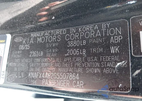 2016 Kia Forte Lx z USA, uszkodzony, nr VIN KNAFX4A62G5507864